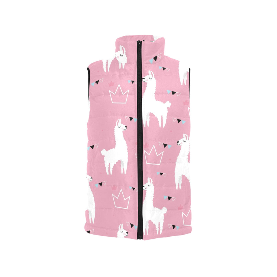 Llama Alpaca pink background Men's Padded Vest