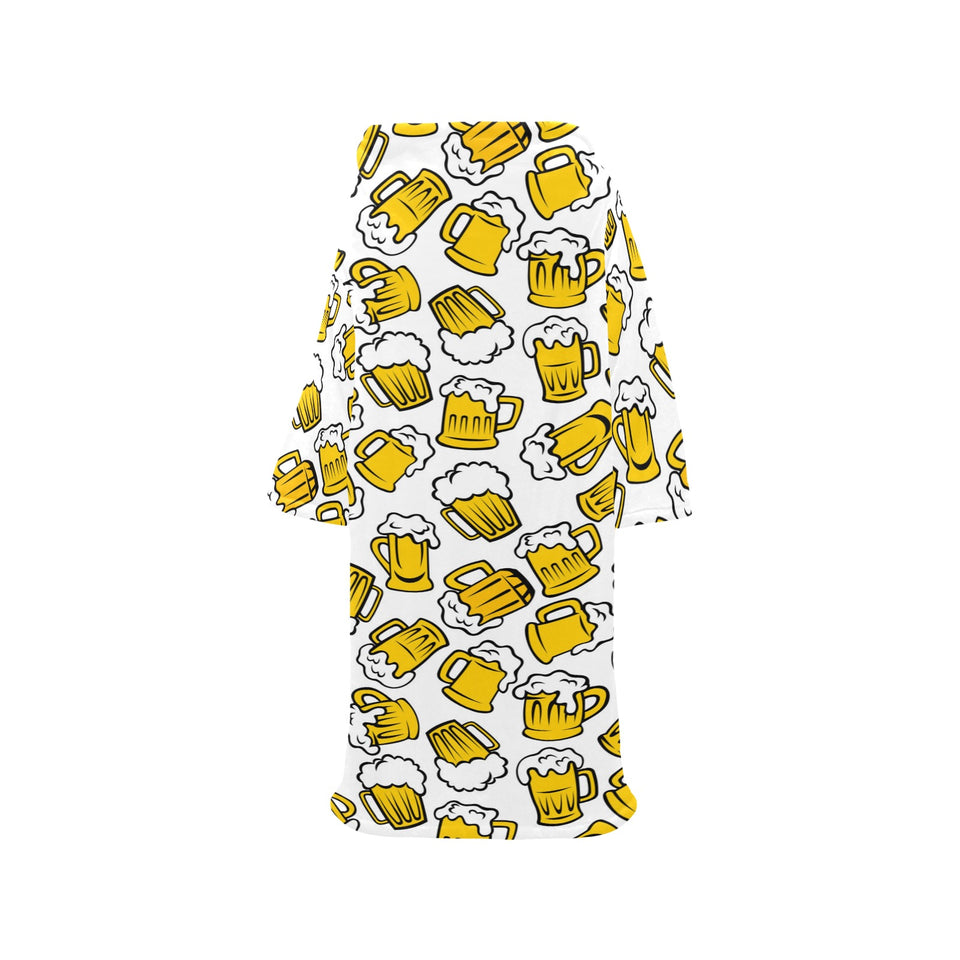 Beer design pattern Blanket Robe with Sleeves