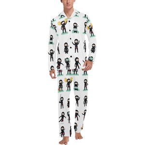 Cute ninja katana sword pattern Men's Long Pajama Set