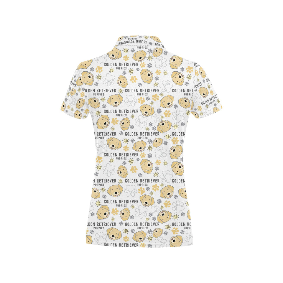 Golden Retriever Pattern Print Design 04 Women's All Over Print Polo Shirt
