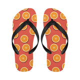 Oranges pattern red background Unisex Flip Flops