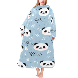 Cute panda pattern Blanket Robe with Sleeves