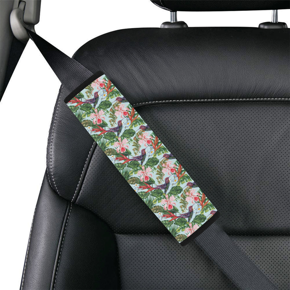 Hummingbird Pattern Print Design 05 Car Seat Belt Cover