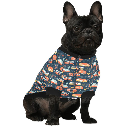 Camper Van Pattern Print Design 05 All Over Print Pet Dog Round Neck Fuzzy Shirt