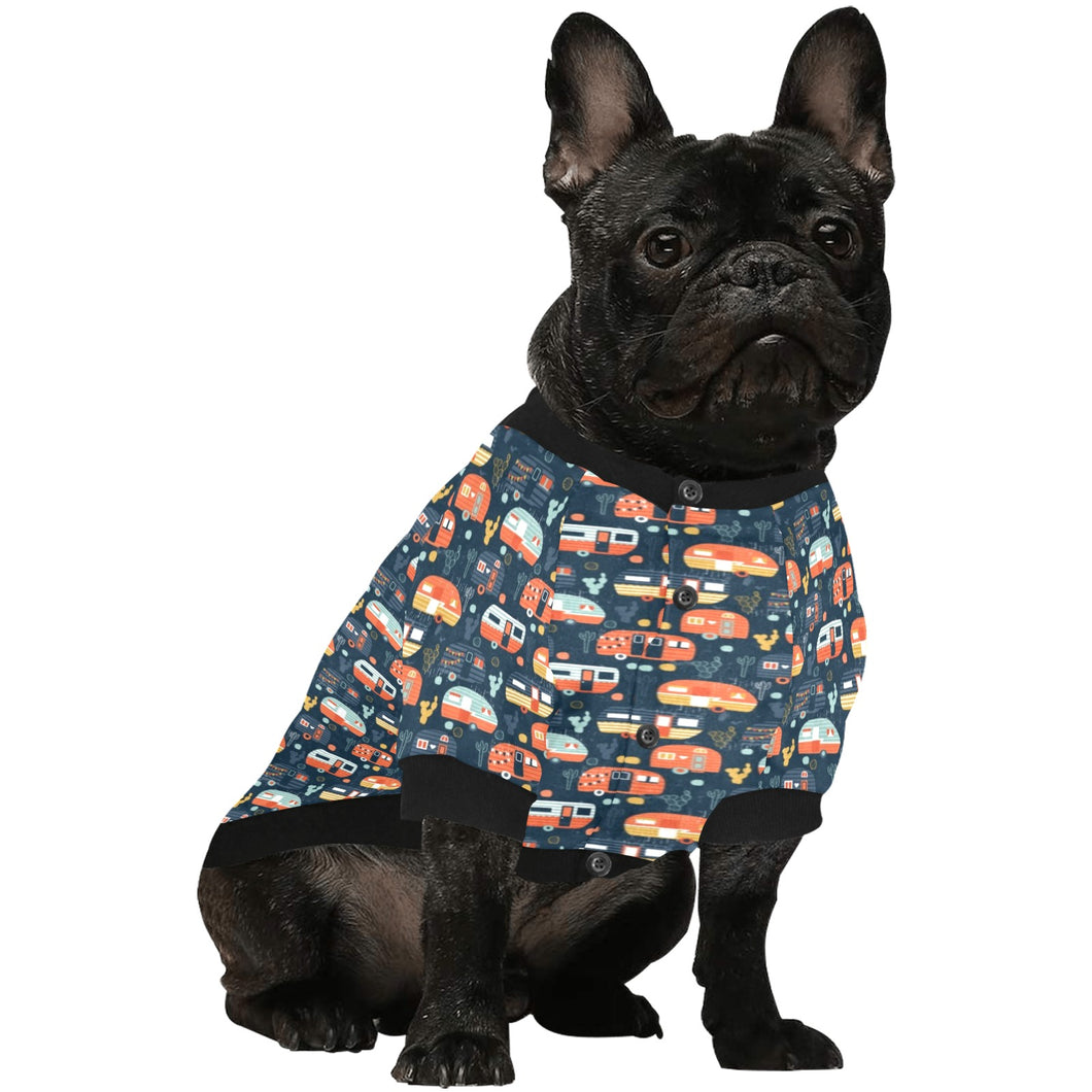 Camper Van Pattern Print Design 05 All Over Print Pet Dog Round Neck Fuzzy Shirt