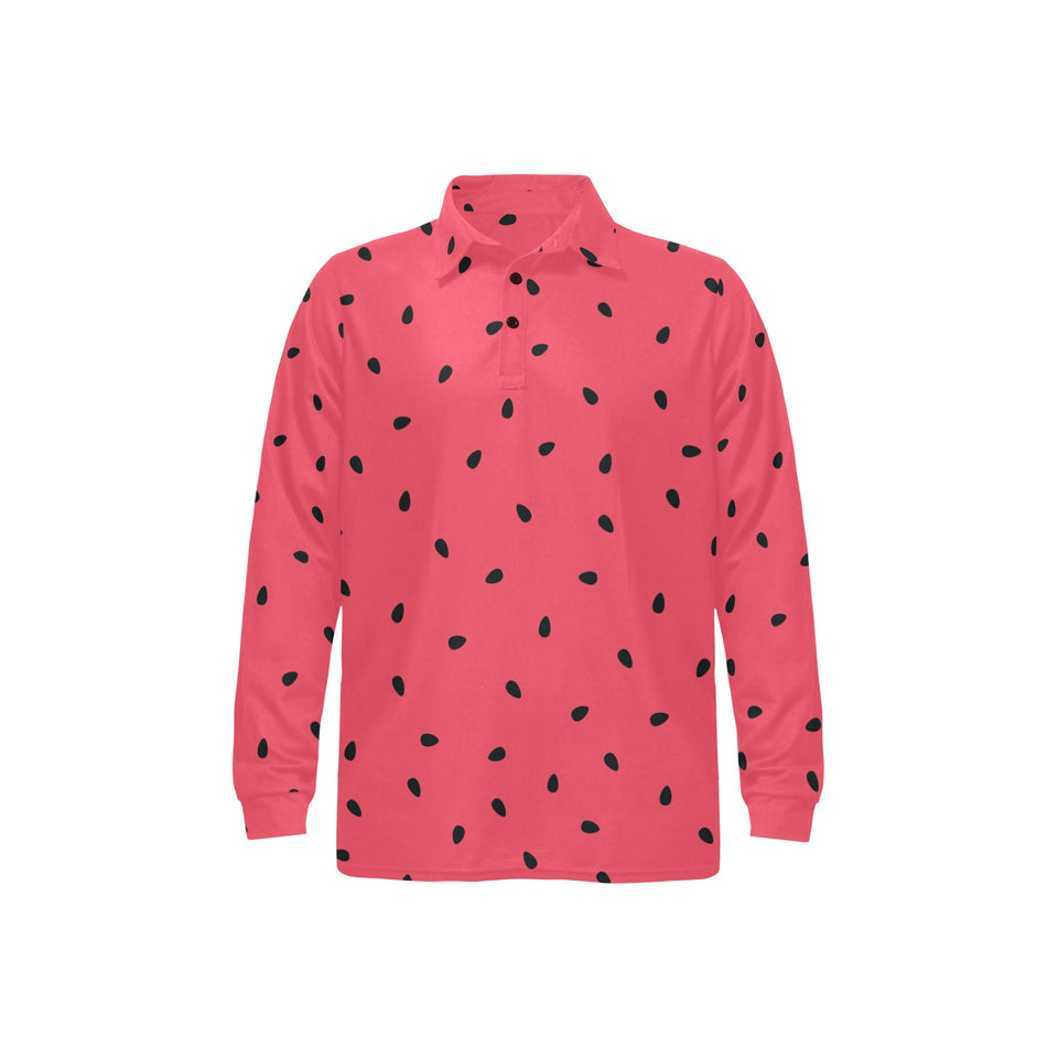 watermelon texture background Men's Long Sleeve Polo Shirt