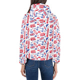 British Pattern Print Design 01 Women's Padded Hooded Jacket