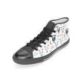 Cute sleeping sheep moon cloud pattern Women's High Top Canvas Shoes Black
