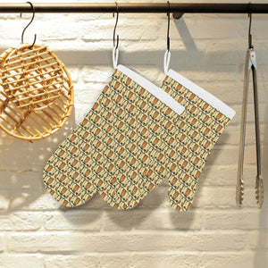 English Bulldog Pattern Print Design 02 Heat Resistant Oven Mitts
