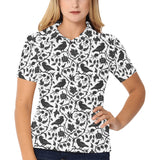 Crow dark floral pattern Women's All Over Print Polo Shirt