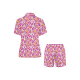 Hibiscus Pattern Print Design 01 Women's V-Neck Short Pajama Set