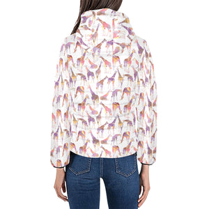 Giraffe Pattern Print Design 02 Women's Padded Hooded Jacket