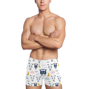 Cute sleeping sheep moon cloud pattern Men's Swimming Trunks
