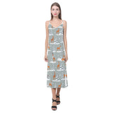Beautiful deers Winter Christmas V-Neck Open Fork Long Dress