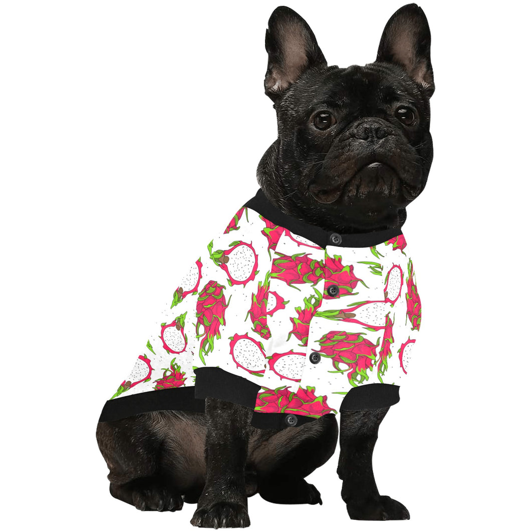 dragon fruits white background All Over Print Pet Dog Round Neck Fuzzy Shirt