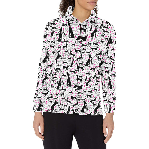 Greyhound Pattern Print Design 02 Women's Long Sleeve Polo Shirt