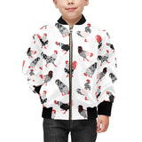 Cool rooster chicken cock floral ornament backgrou Kids' Boys' Girls' Bomber Jacket