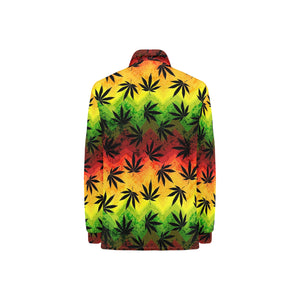 Canabis Marijuana Weed Pattern Print Design 03 Women's Long Sleeve Polo Shirt