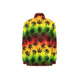 Canabis Marijuana Weed Pattern Print Design 03 Women's Long Sleeve Polo Shirt