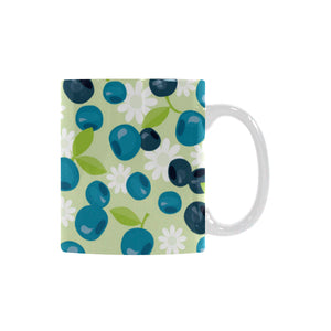blueberry flower pattern Classical White Mug (Fulfilled In US)