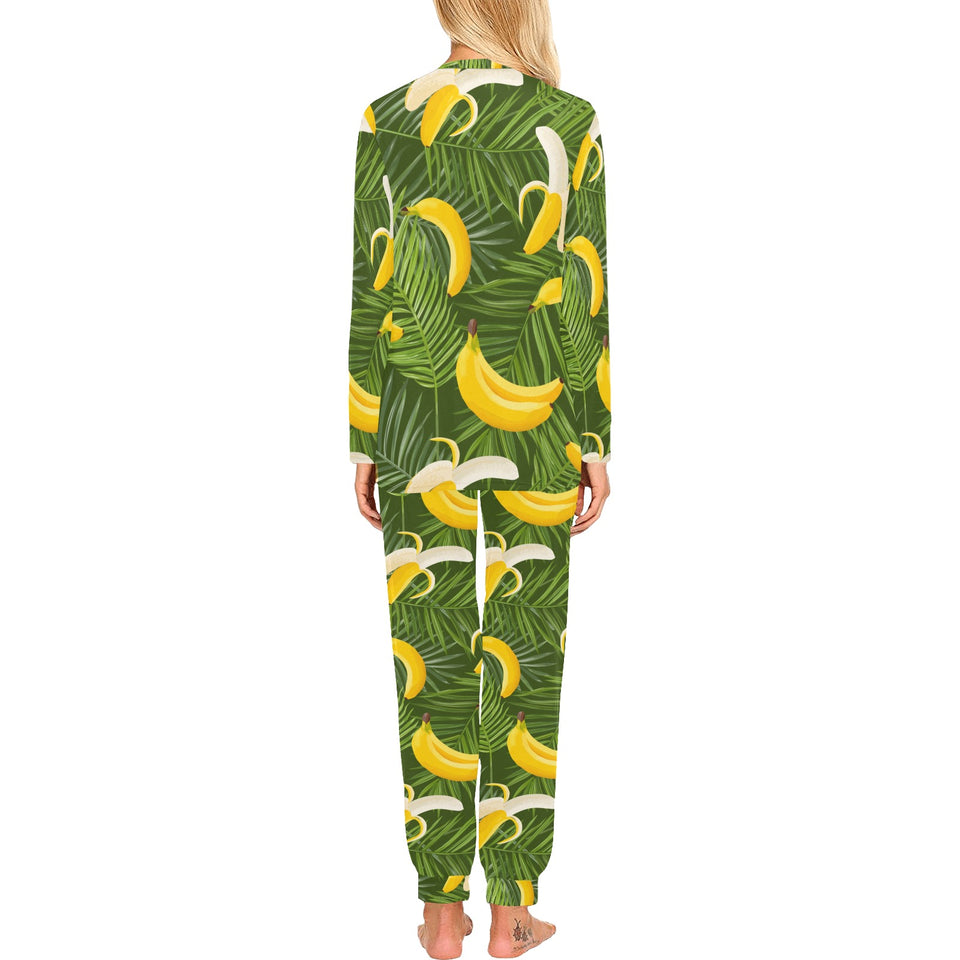 Banana Palm Leaves pattern Women's All Over Print Pajama Set