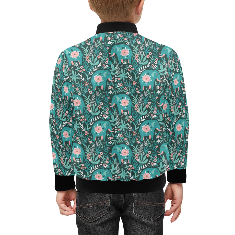Elephants jungle pattern Kids' Boys' Girls' Bomber Jacket