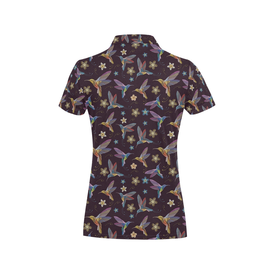 Hummingbird Pattern Print Design 04 Women's All Over Print Polo Shirt