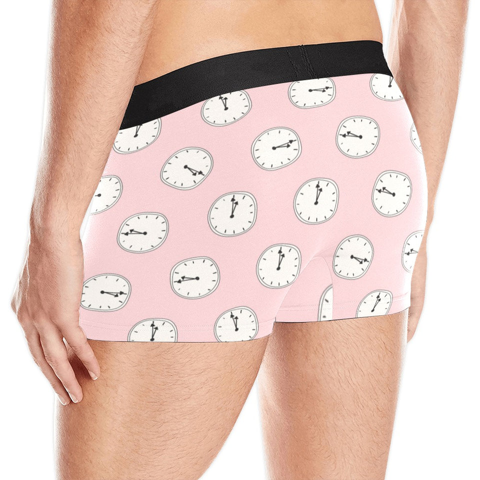 Clock pattern pink blackground Men's All Over Print Boxer Briefs Men's Underwear