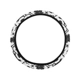 Crow dark floral pattern Car Steering Wheel Cover