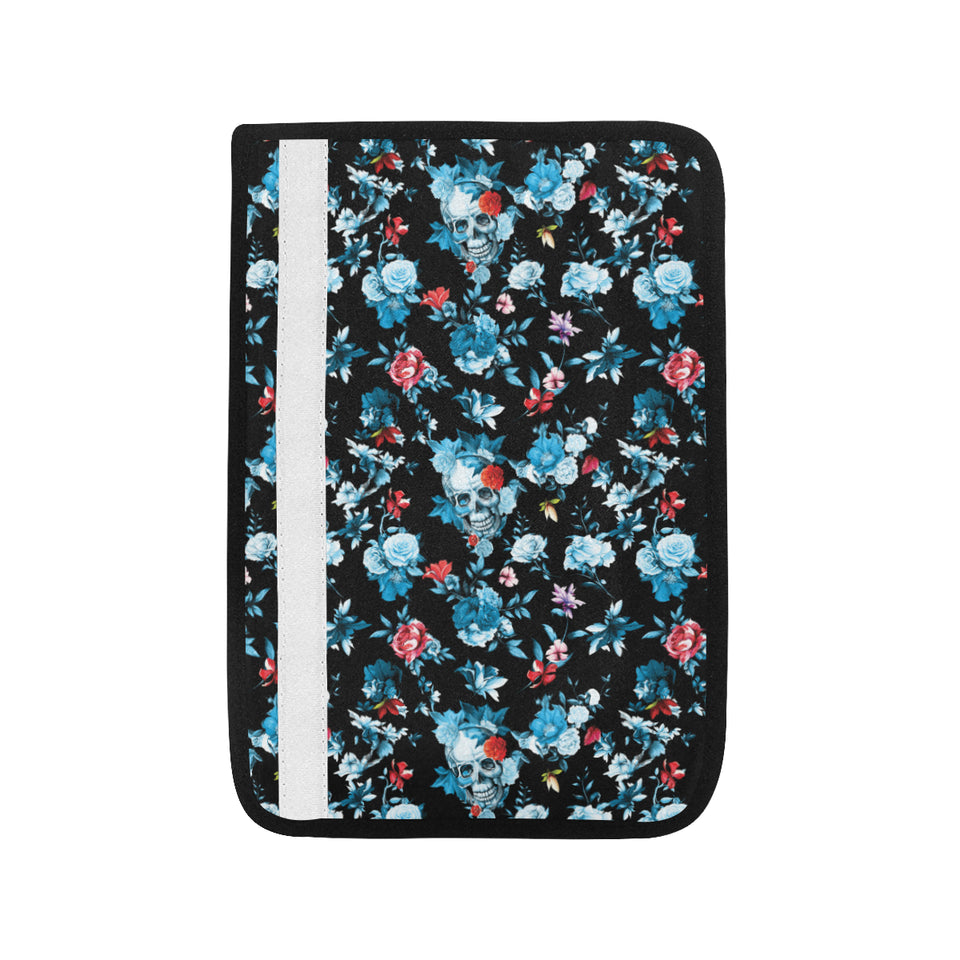 Skull flower roses leave pattern Car Seat Belt Cover