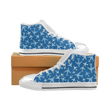 Airplane pattern in the sky Women's High Top Canvas Shoes White