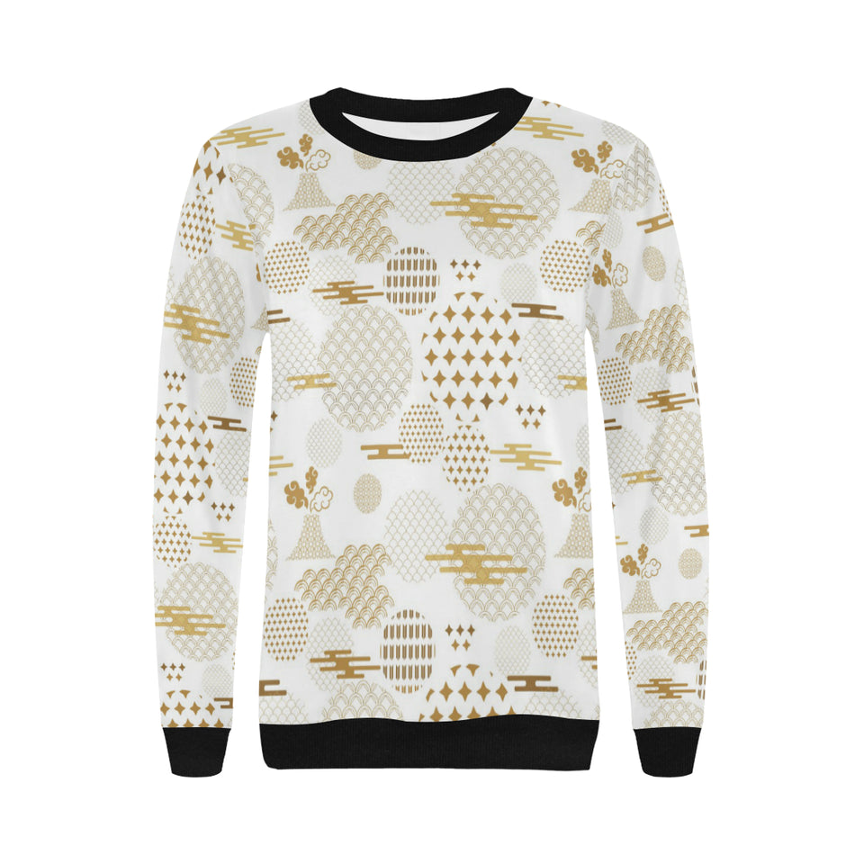 Beautiful gold japanese pattern Women's Crew Neck Sweatshirt