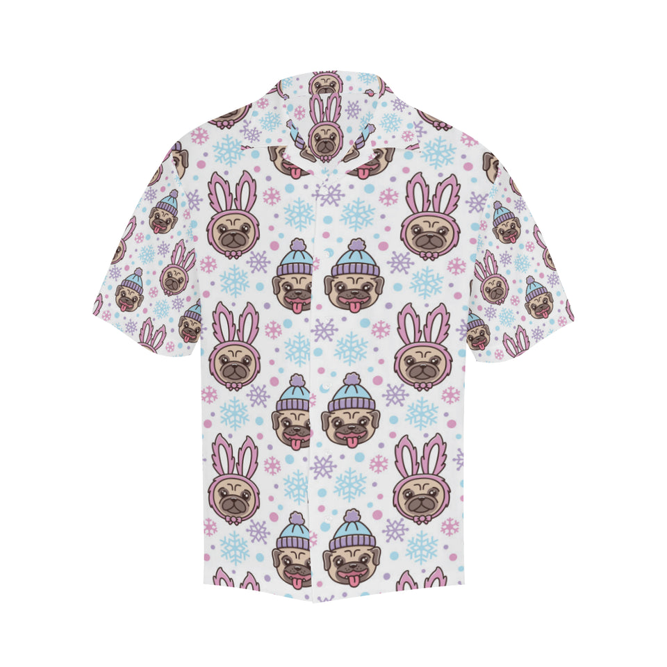 Cute pug hat rabbit costume pattern Men's All Over Print Hawaiian Shirt