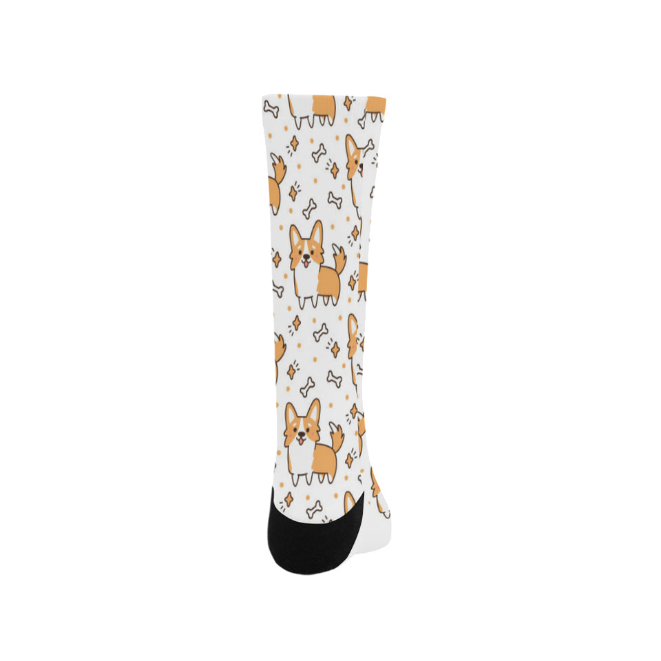 Cute corgi heart star bone pattern Crew Socks