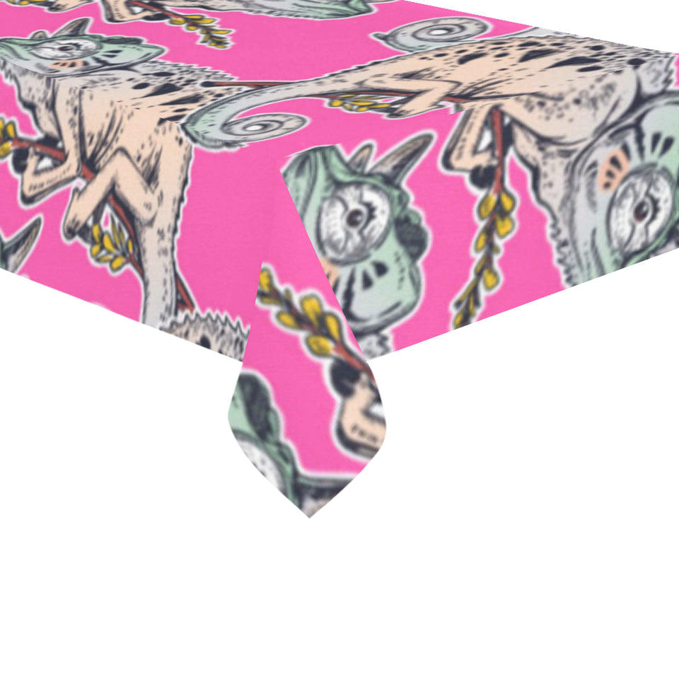 Chameleon lizard pattern pink background Tablecloth