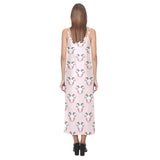 Cute goat pattern V-Neck Open Fork Long Dress