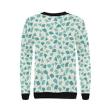 Green ginkgo leaves pattern Women's Crew Neck Sweatshirt