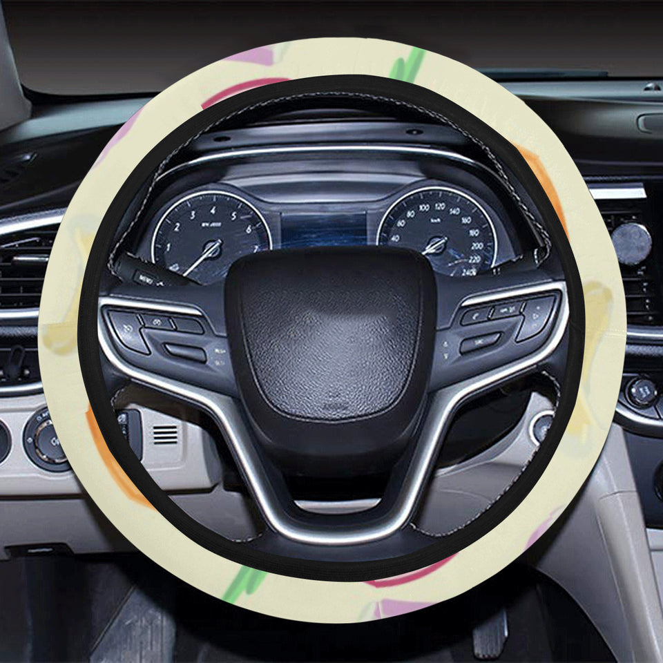 Onion garlic white red pattern Car Steering Wheel Cover