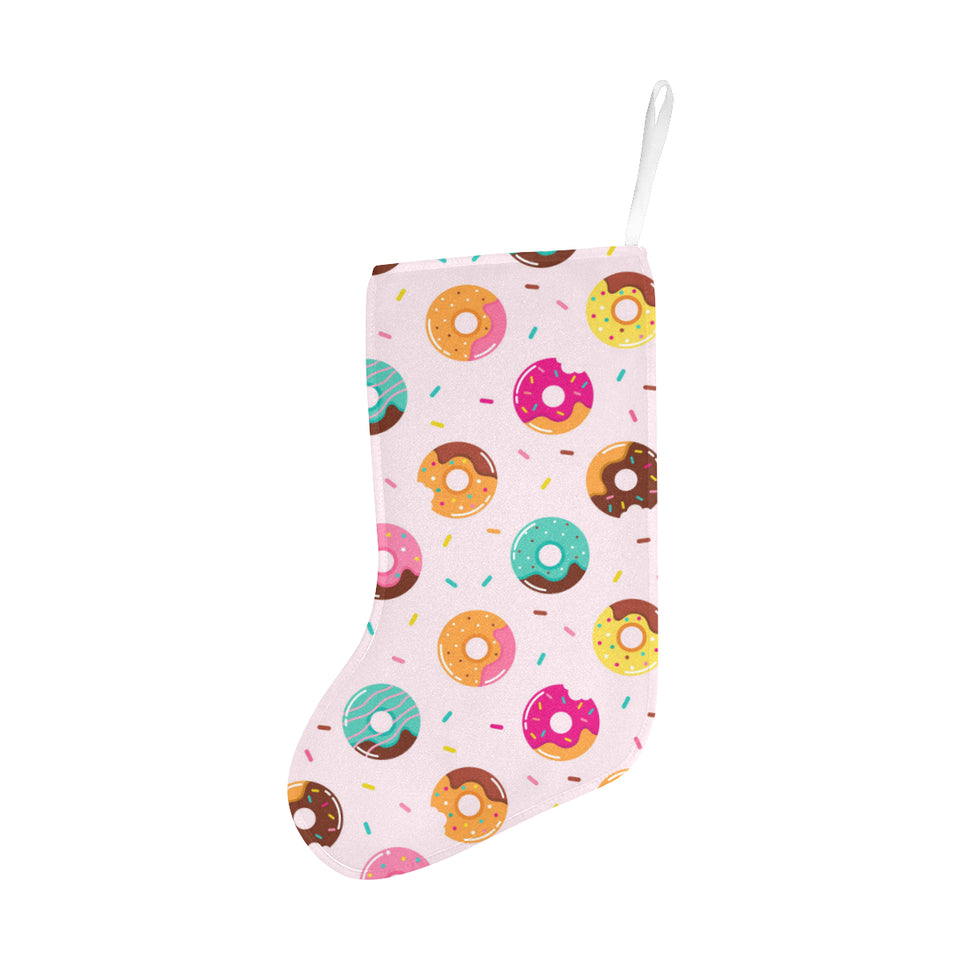 Donut pattern glaze pink background Christmas Stocking