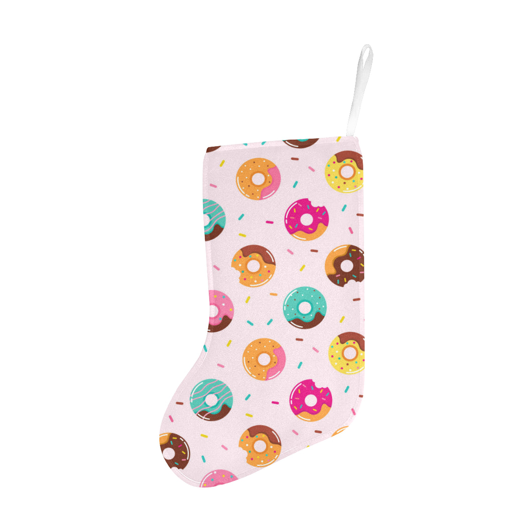 Donut pattern glaze pink background Christmas Stocking