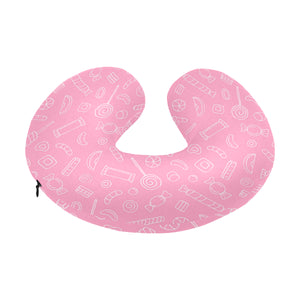 Sweet candy pink background U-Shaped Travel Neck Pillow
