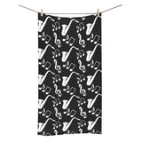 Saxophone music notes treble clef black white them Bath Towel