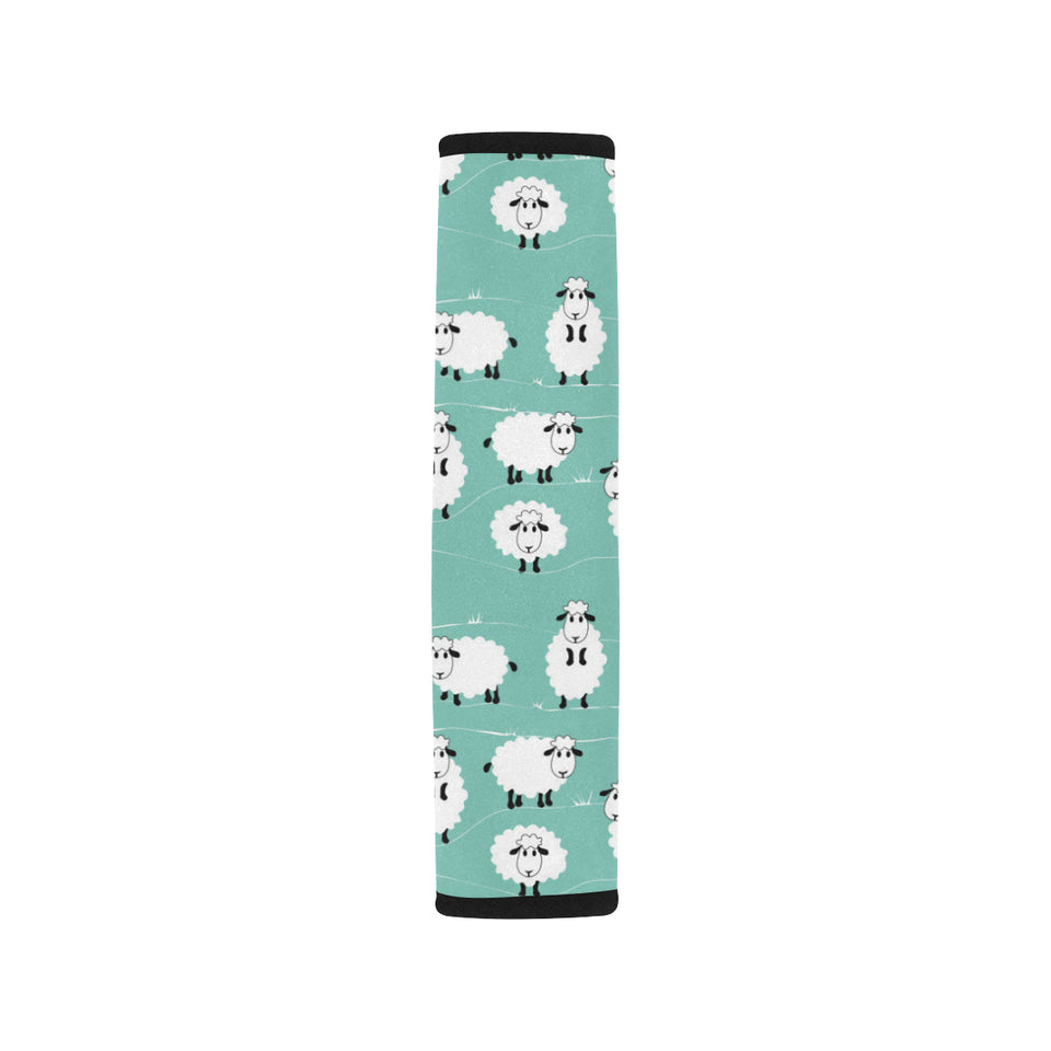 Cute sheep green background Car Seat Belt Cover