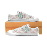 Square floral indian flower pattern Men's Low Top Canvas Shoes White