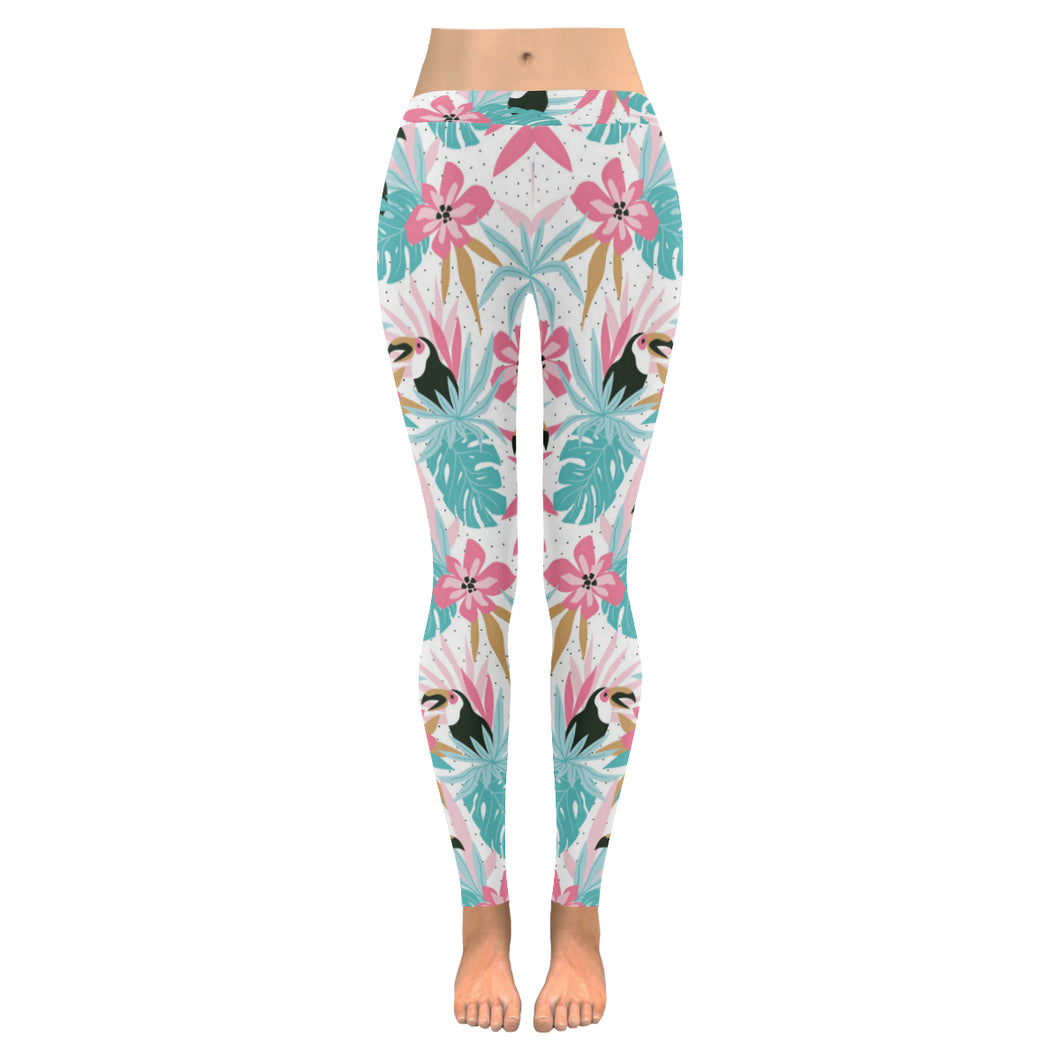 Toucan tropical flower leave pattern Women's Legging Fulfilled In US