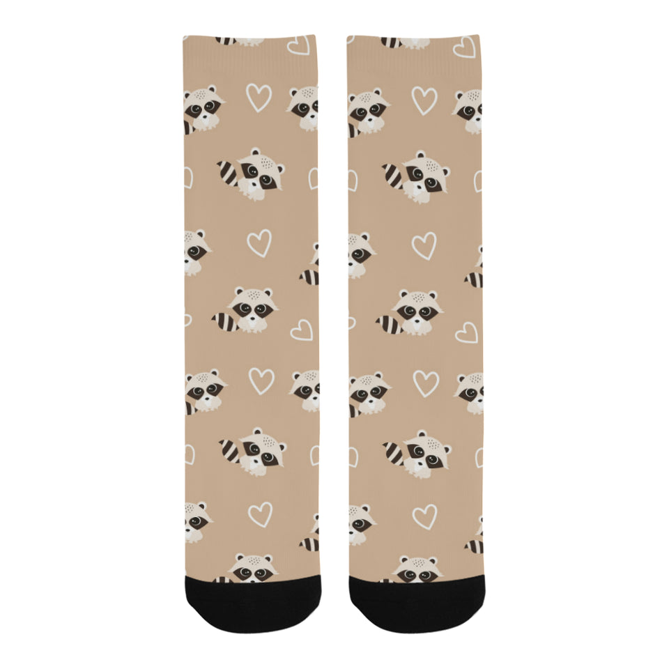 Cute raccoon heart pattern Crew Socks