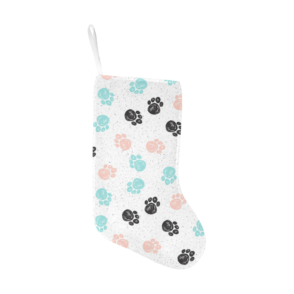 Dog Paws Pattern Print Design 04 Christmas Stocking