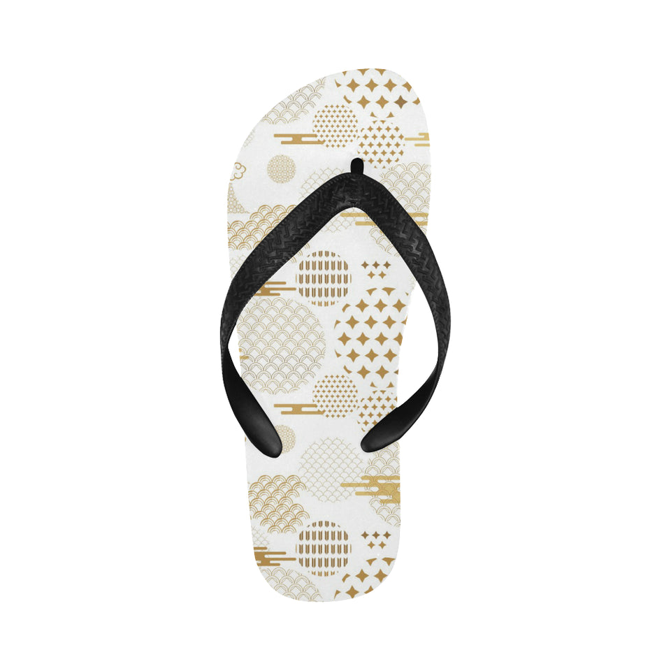 Beautiful gold japanese pattern Unisex Flip Flops