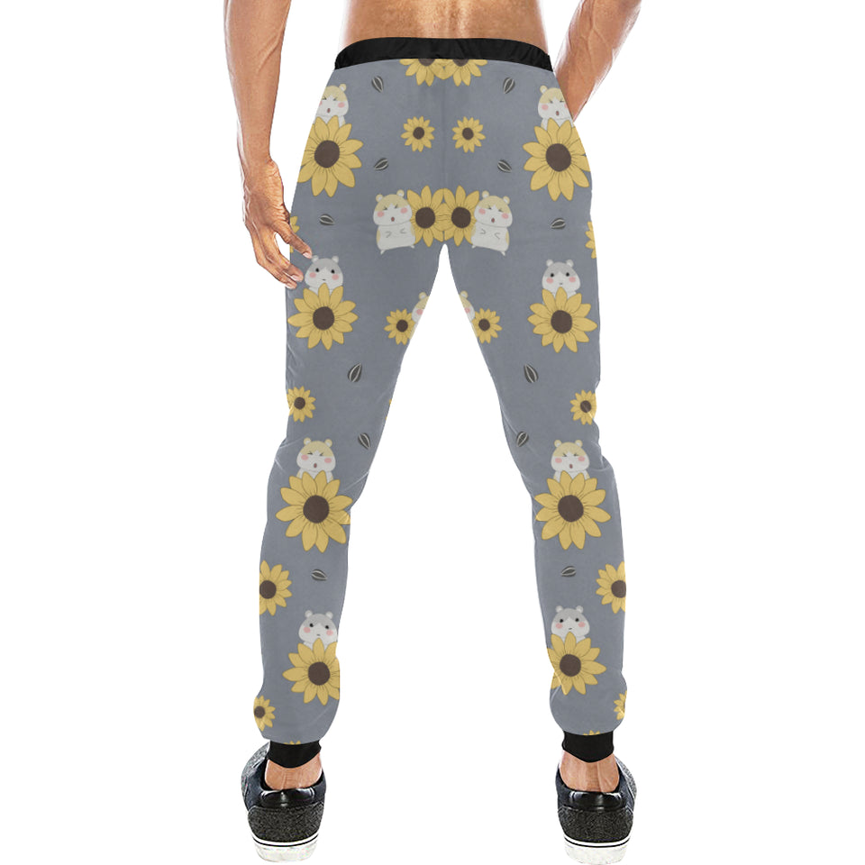 Cute hamster sunflower pattern background Unisex Casual Sweatpants
