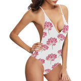 Pink lotus waterlily pattern Women's One-Piece Swimsuit